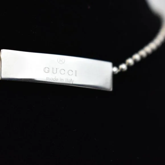 GUCCI: Sterling Silver, Logo Beaded Choker #1500 - Picture 4 of 5